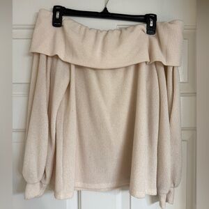 Lush Off-Shoulder Cream Sweater